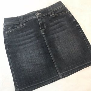 WHBM Black Wash Denim Mini A-line Skirt Sz 0
